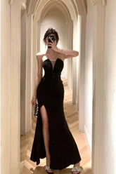 Sexy Strapless Elegant Backless Black Dress